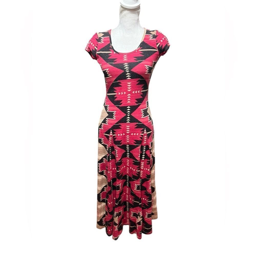 LAUREN RALPH LAUREN Southwestern-Print Slub Jersey Maxi Dress Size XS